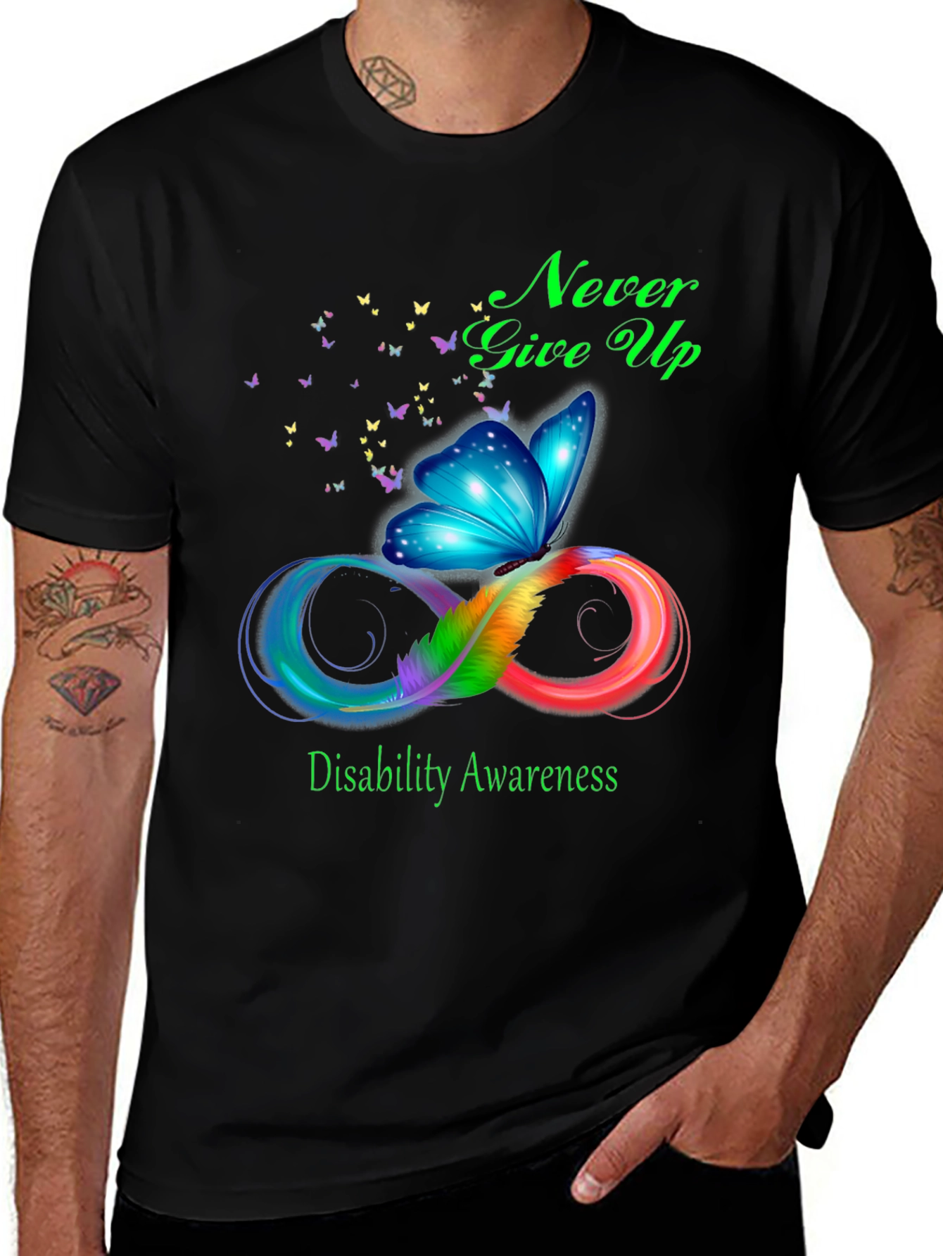 Variant 21 of Disability Awareness Butterfly Infinity T-Shirt