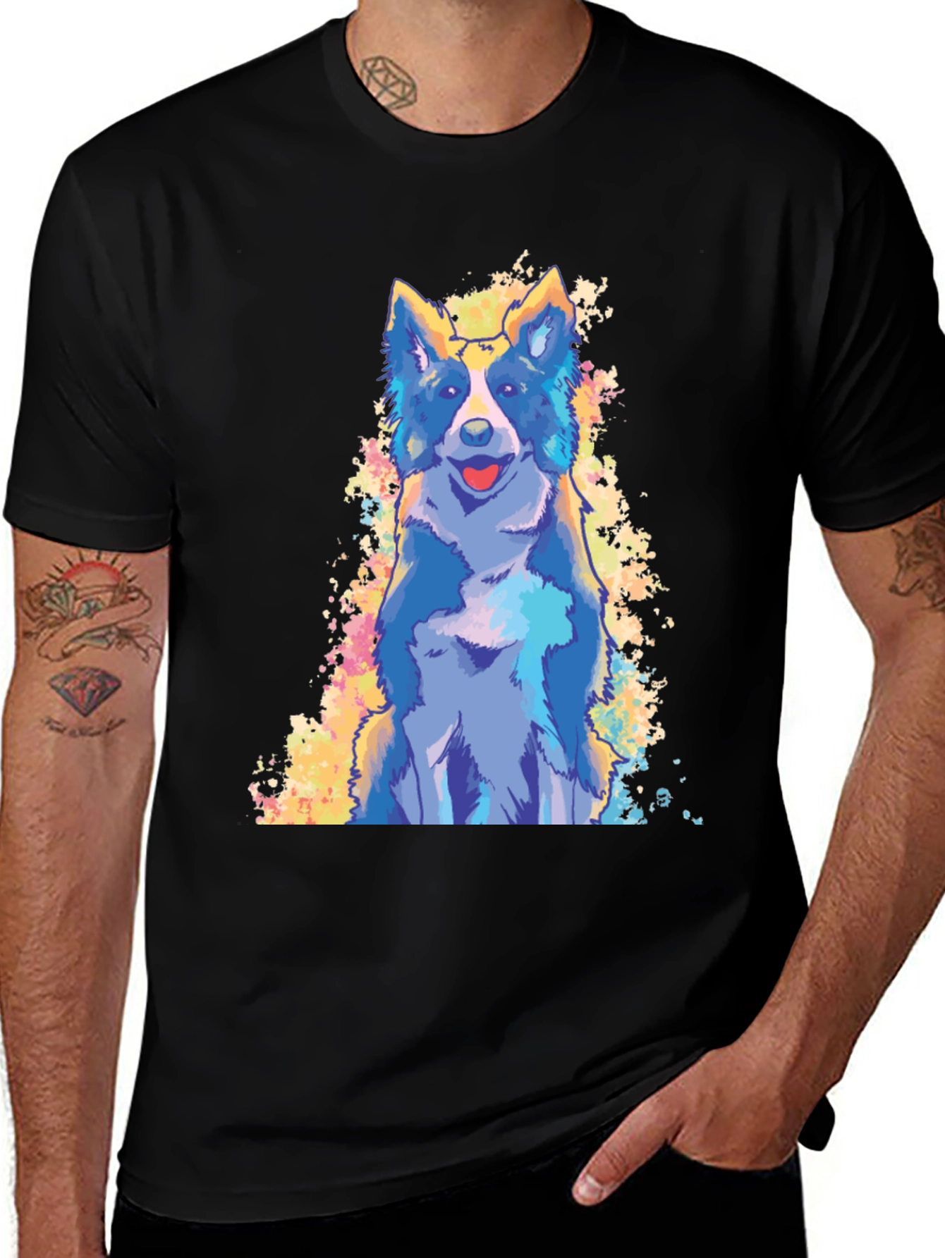 Variant 17 of Cool Dog Graphic Print Black T-Shirt