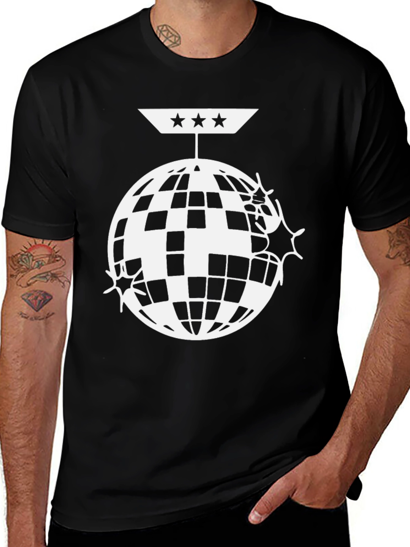 Variant 15 of Disco Ball Graphic Tee - Black Cotton
