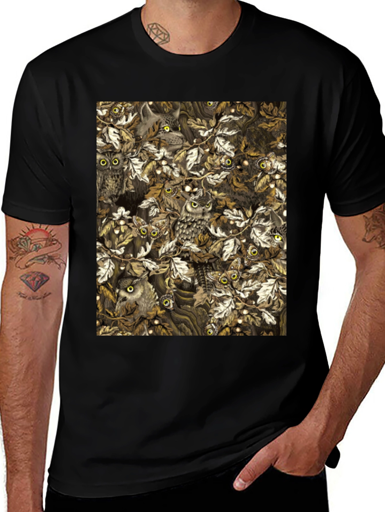 Variant 29 of Owl & Wolf Camo Graphic Tee