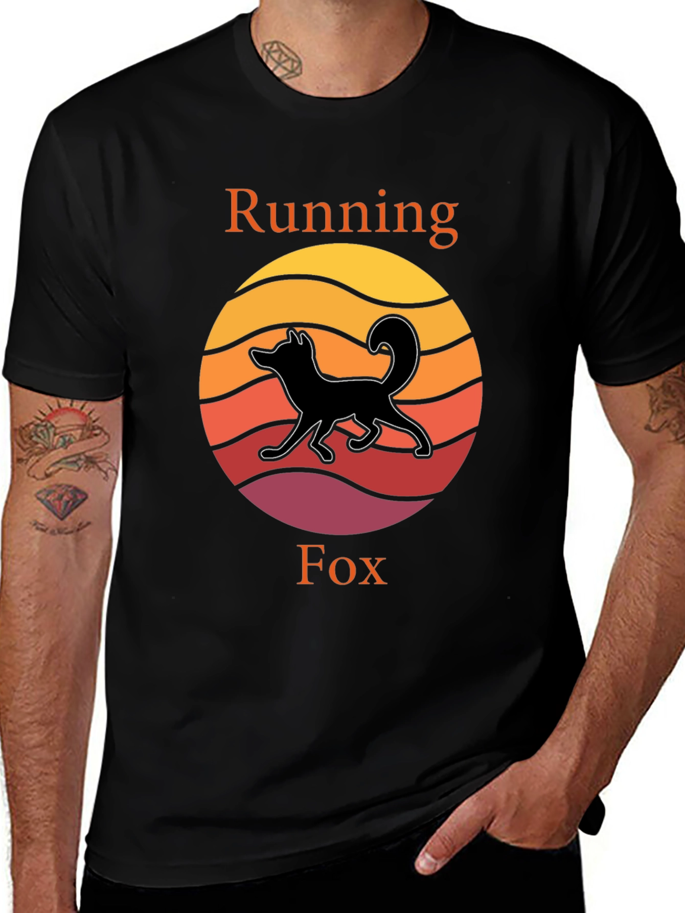 Variant 7 of Running Fox T-Shirt - Sunset Design