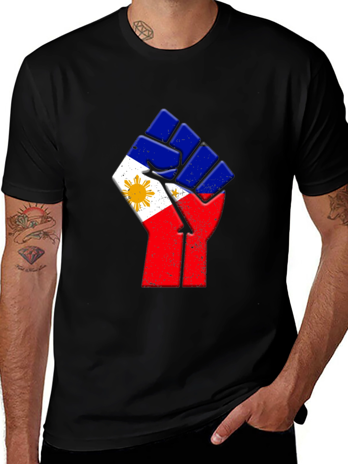 Philippines Flag Fist T-Shirt - Filipino Pride Tee