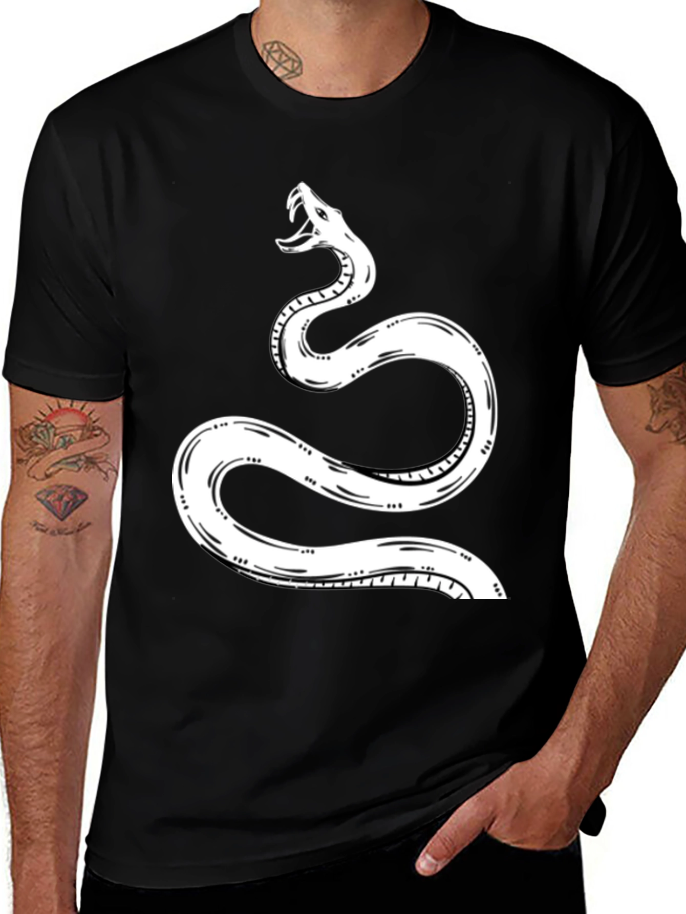 Variant 23 of Snake Graphic Tee - Black Cotton T-Shirt