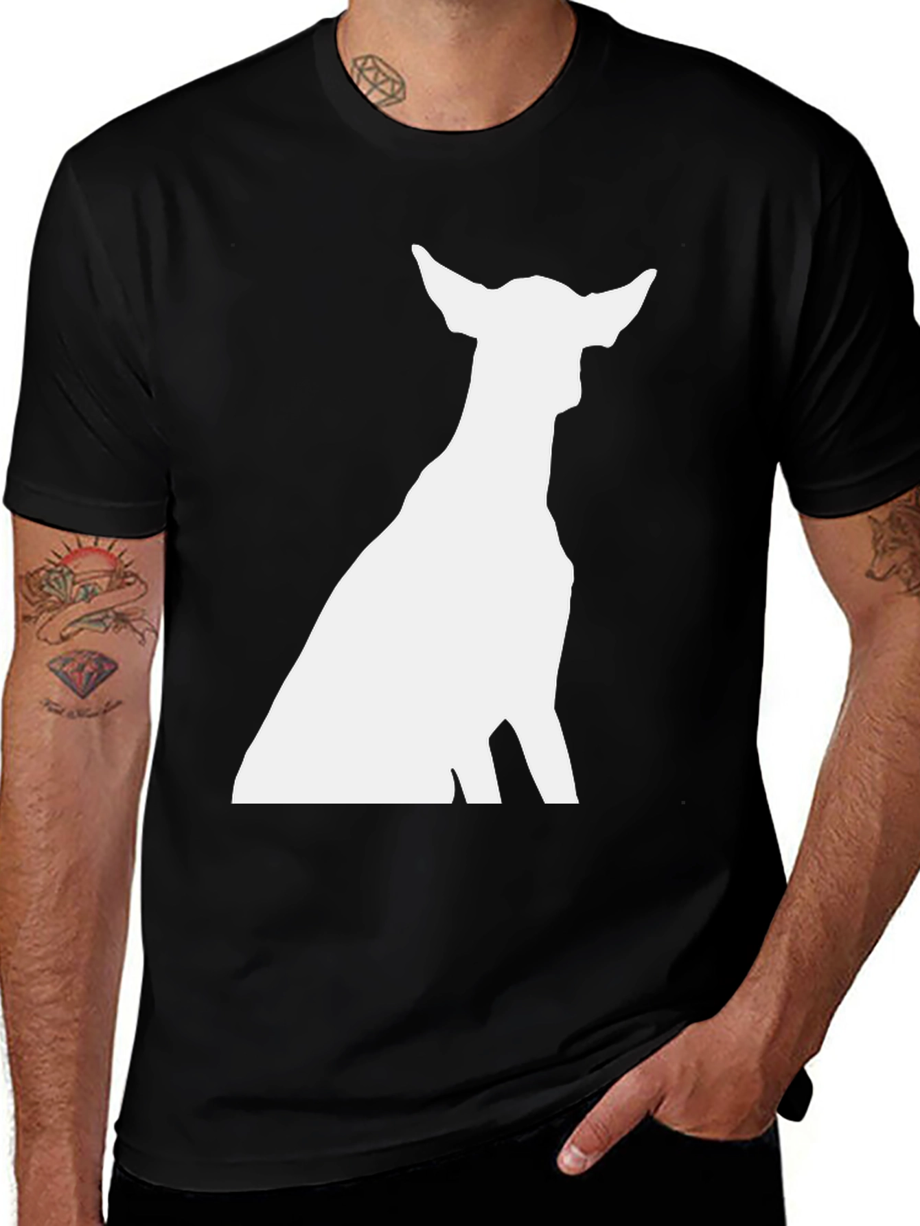 Variant 5 of Dog Silhouette Graphic Tee - Classic Black