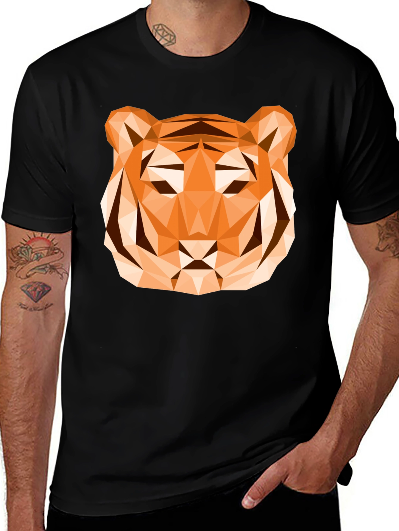 Variant 2 of Geometric Tiger Graphic T-Shirt - Stylish Men's Tee