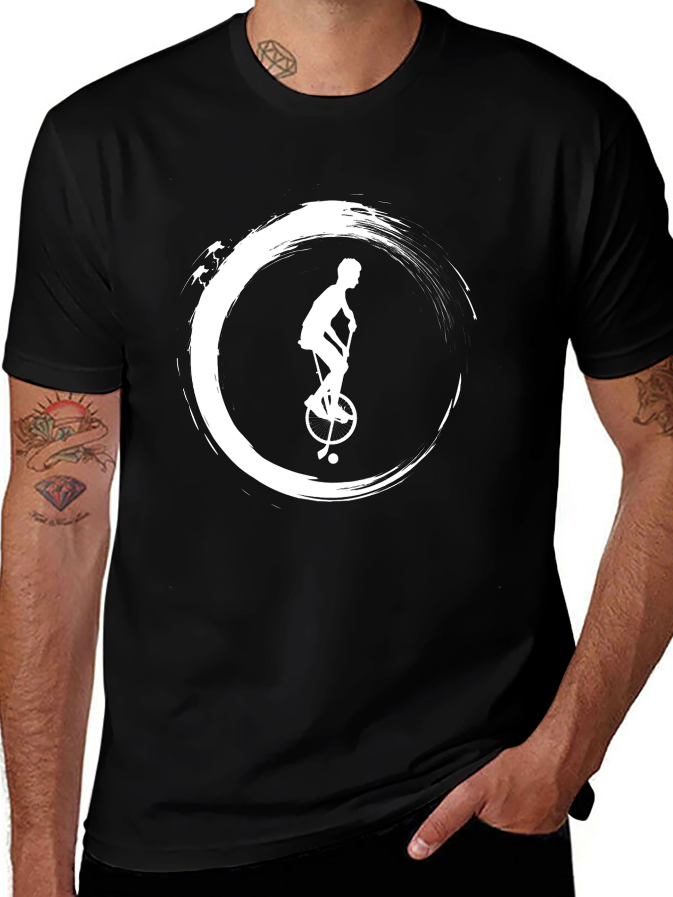 Variant 3 of Unicycle Zen T-Shirt - Black Graphic Tee