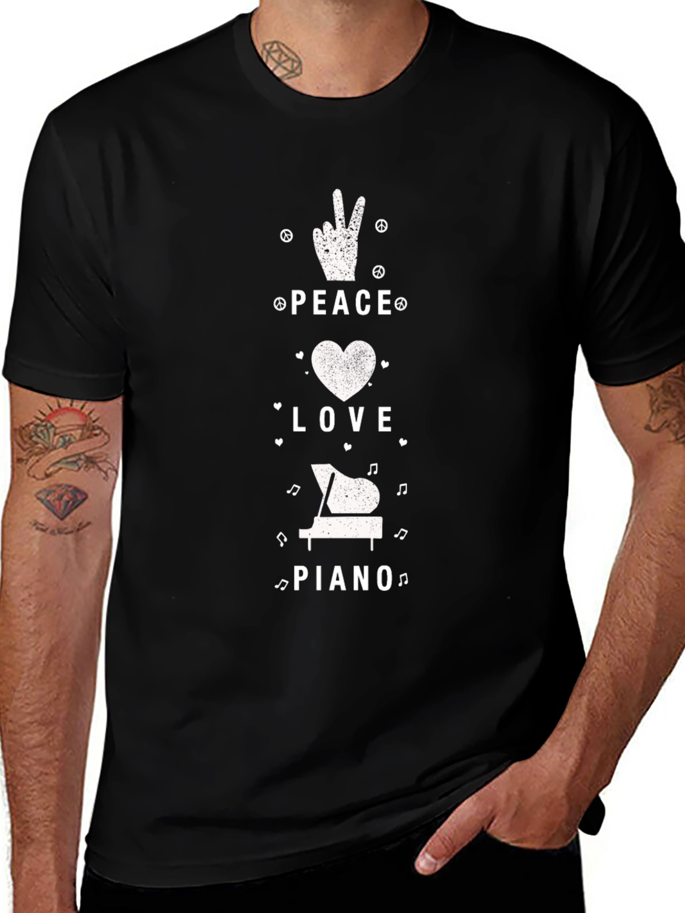 Variant 8 of Peace Love Piano T-Shirt - Musical Harmony Tee