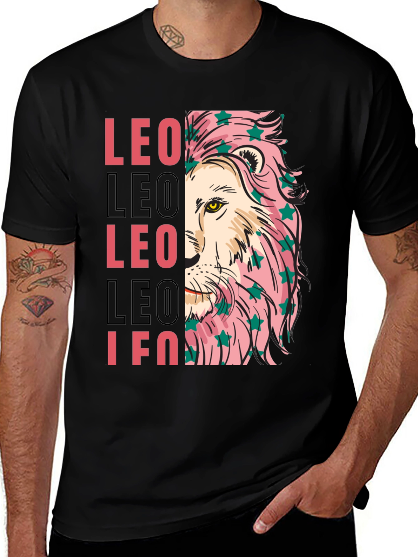 Variant 14 of Leo Zodiac Graphic Tee - Black