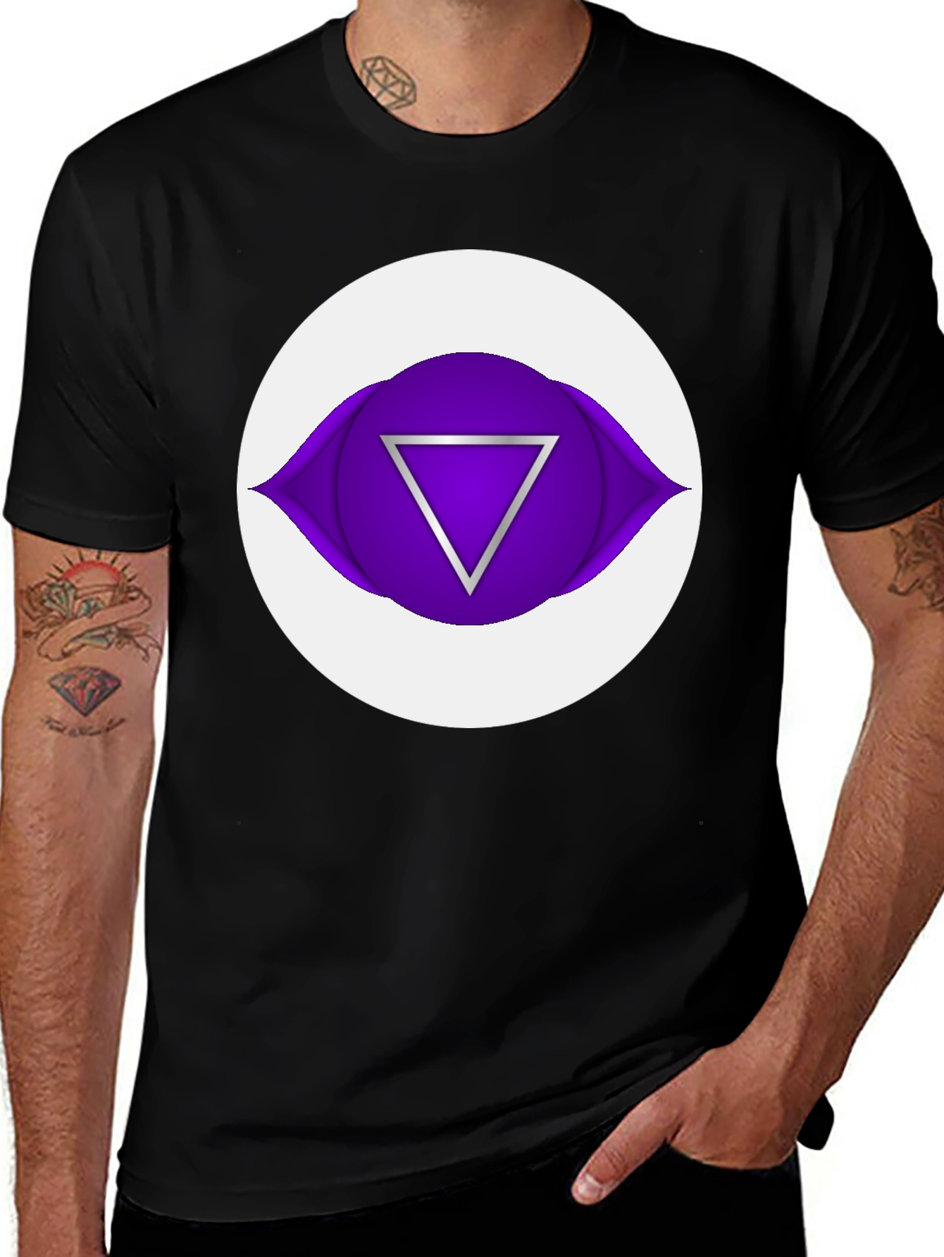 Variant 4 of Third Eye Chakra Graphic Tee - Black Cotton T-Shirt