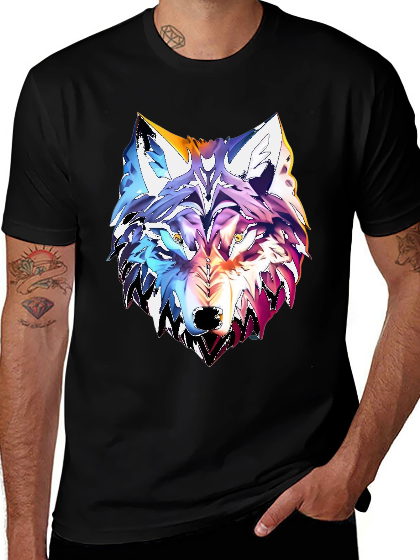 Variant 20 of Vivid Wolf Graphic Tee - Cool Artistic Design