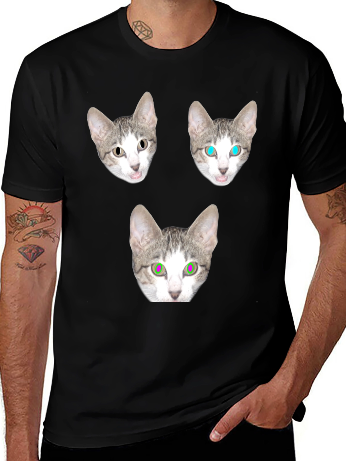 Variant 8 of Cat Head T-Shirt - Funny Graphic Tee