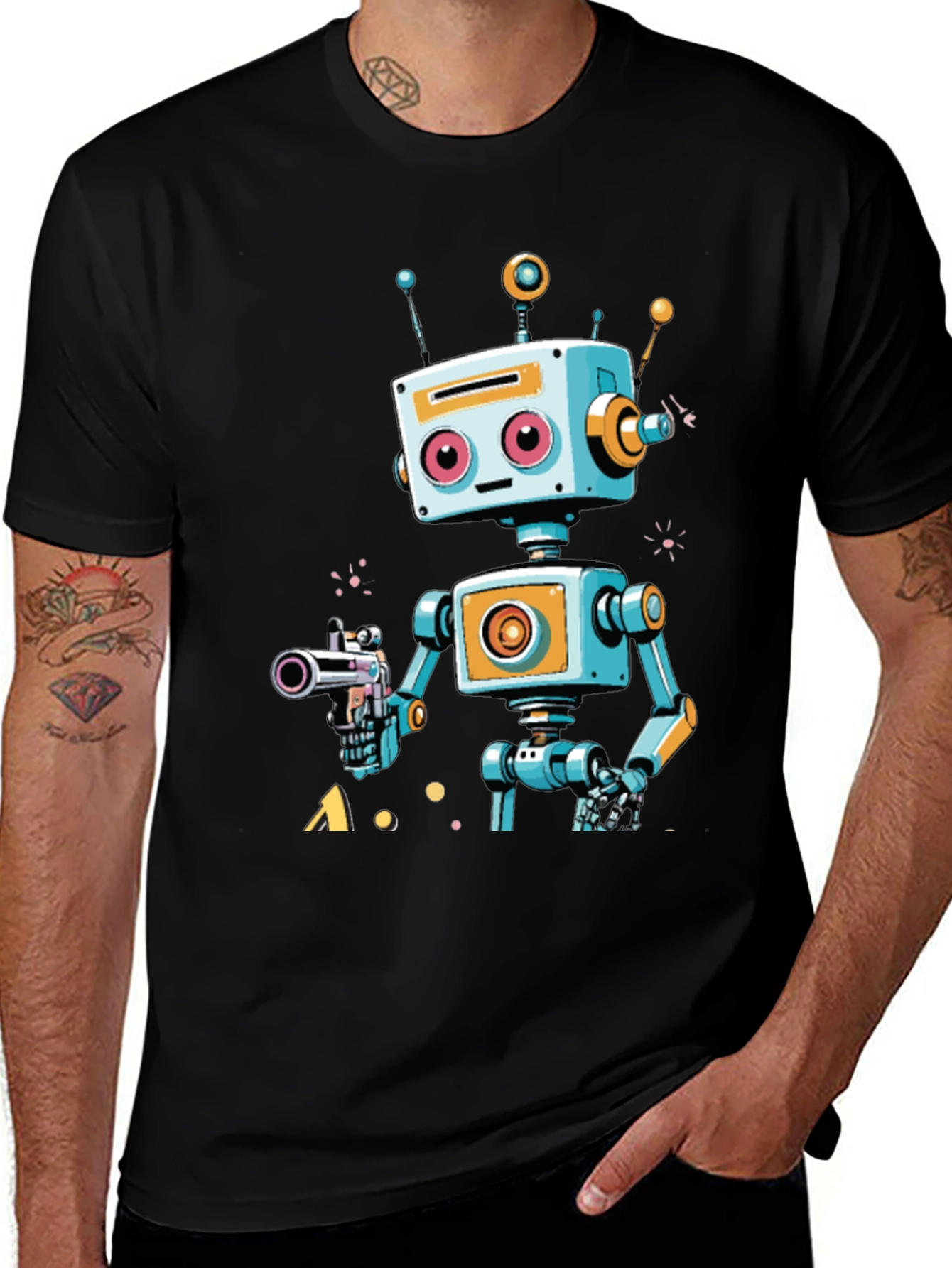 Variant 7 of Retro Robot Graphic Tee - Sci-Fi Style Shirt