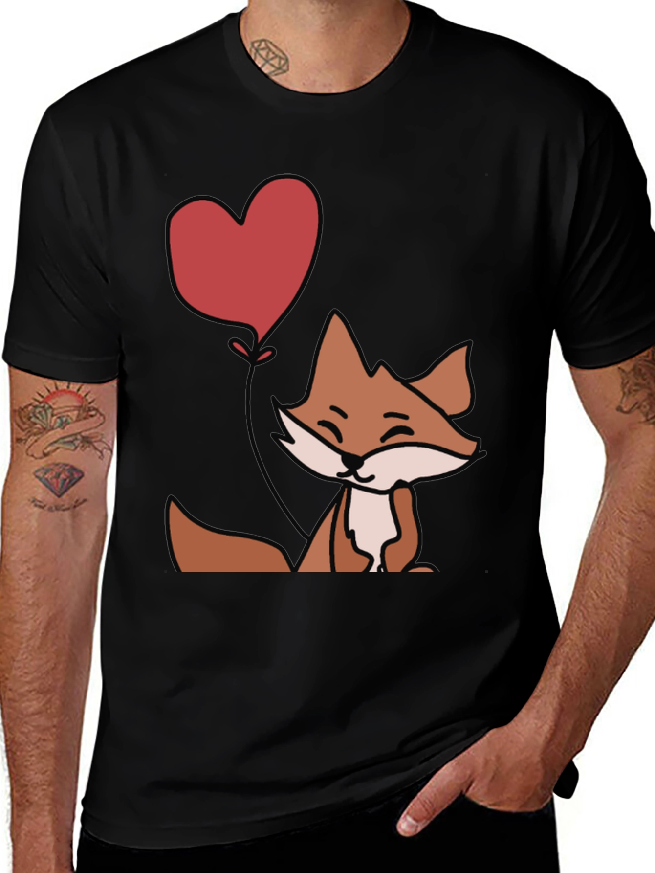 Variant 28 of Fox with Heart Balloon T-Shirt - Cute Graphic Tee