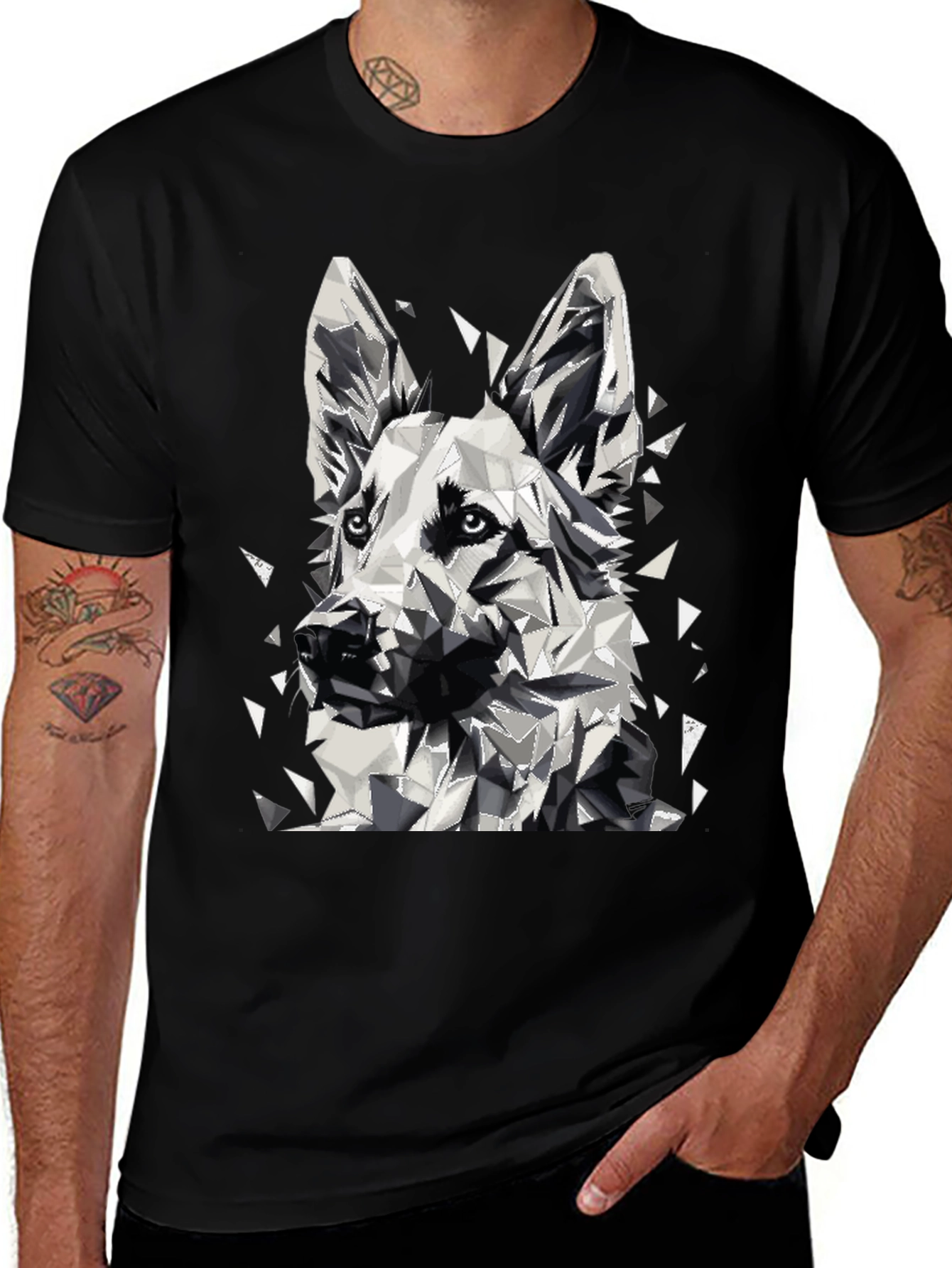 Variant 18 of Geometric Dog Graphic T-Shirt - Black