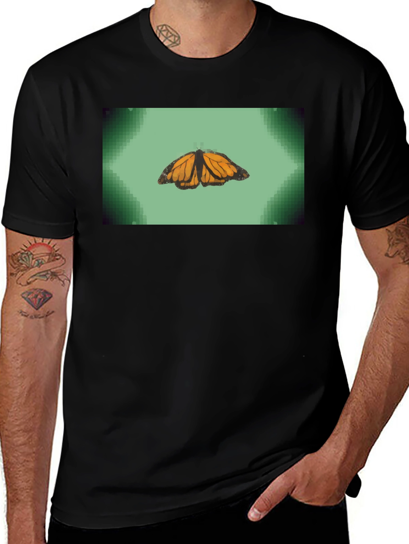 Variant 11 of Butterfly Graphic Tee - Soft Cotton Black T-Shirt