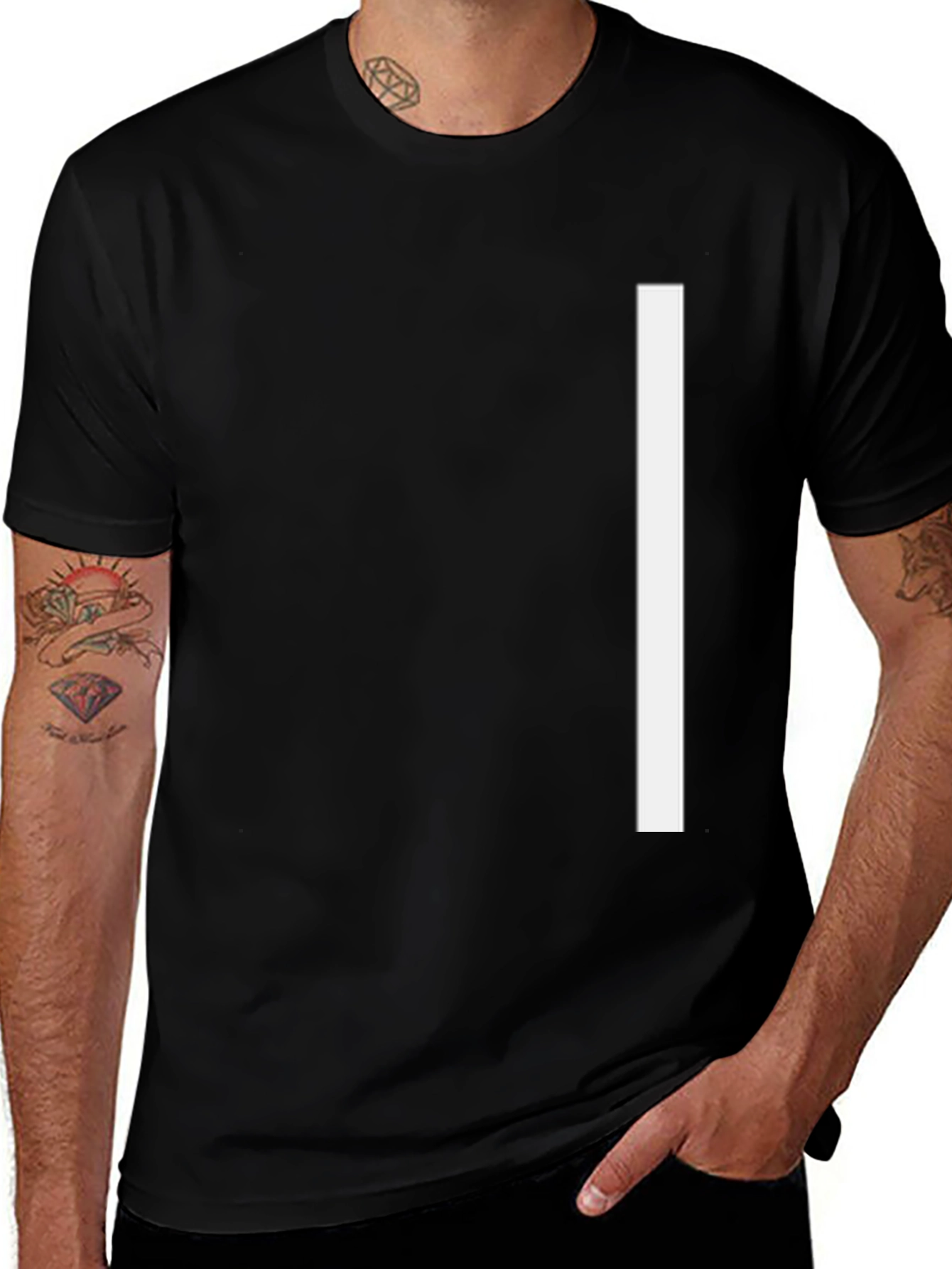 Variant 30 of Minimalist Black Tee with White Stripe