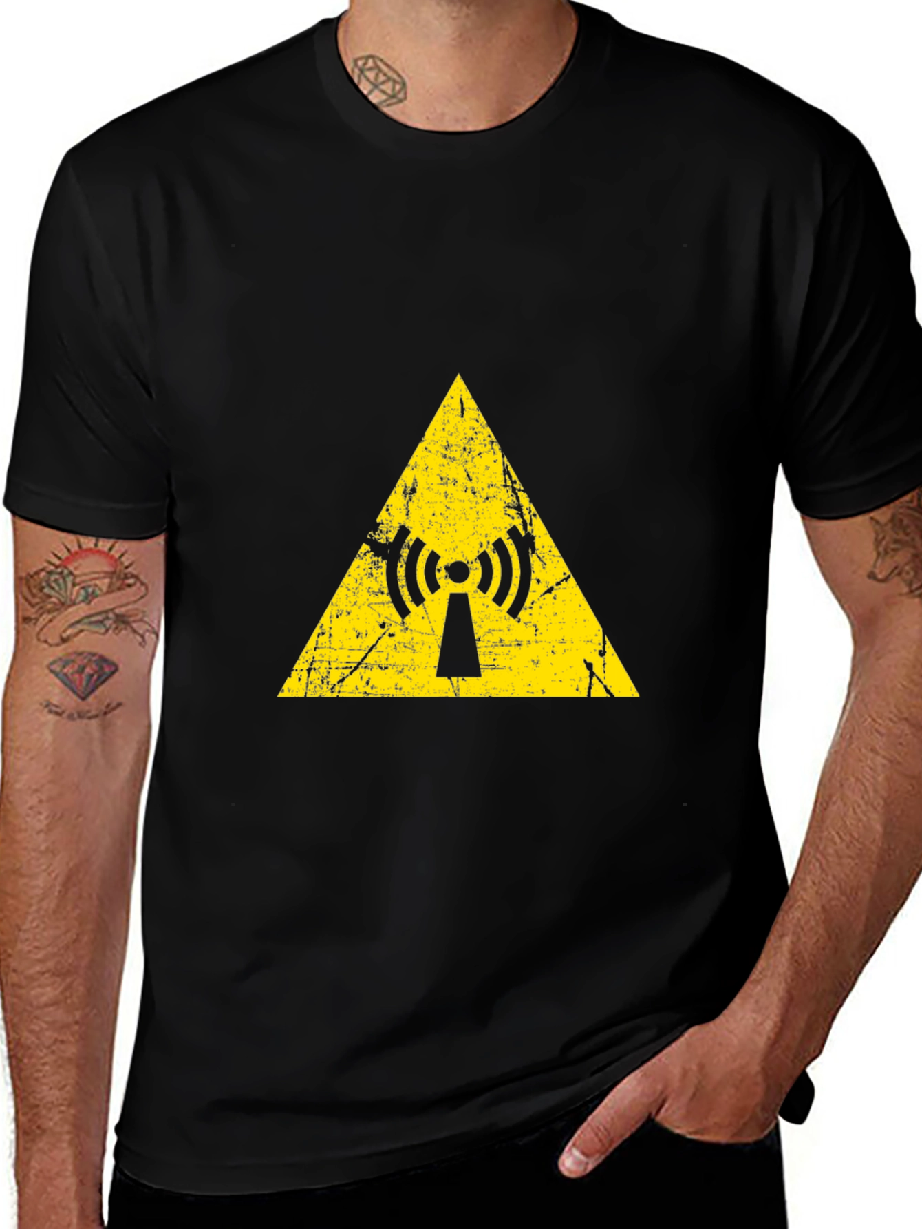 Variant 5 of Yellow Radiation Symbol Black T-Shirt