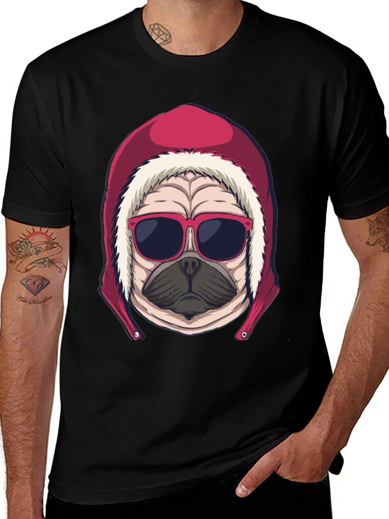 Variant 25 of Cool Pug in Hoodie Graphic Tee