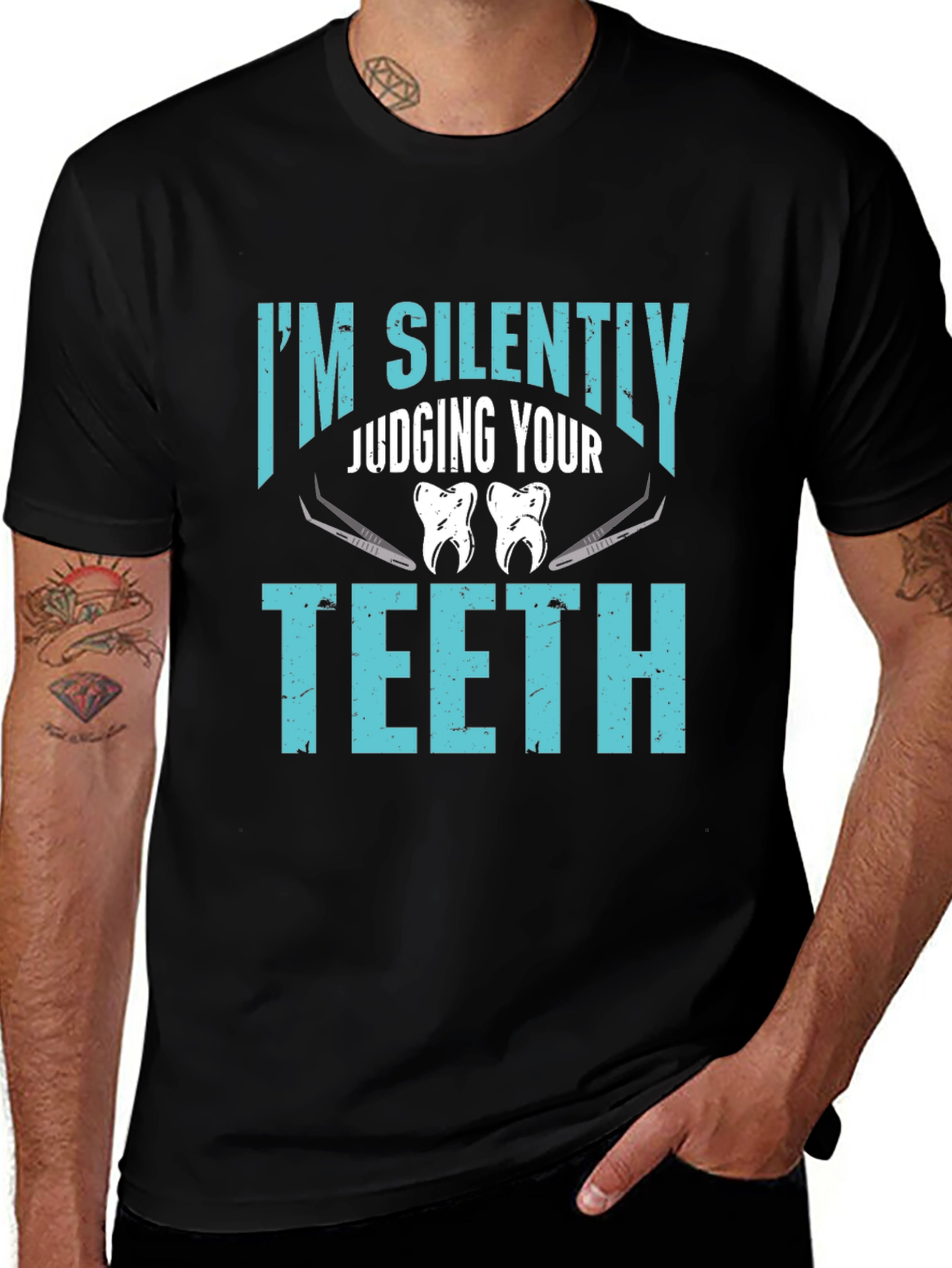 Variant 21 of Dentist Humor T-Shirt - Silently Judging Teeth Graphic Tee