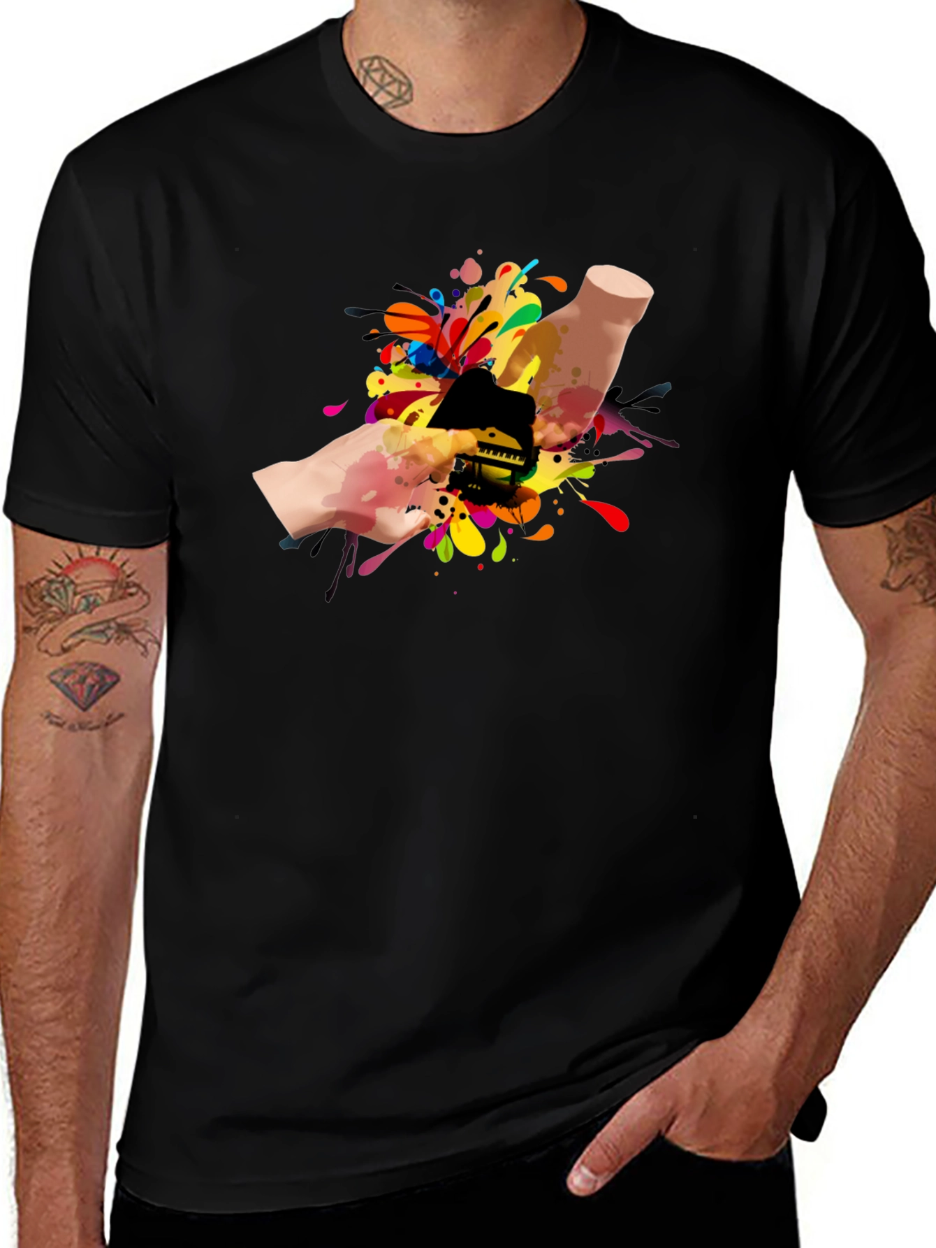 Variant 28 of Colorful Piano Hand T-Shirt