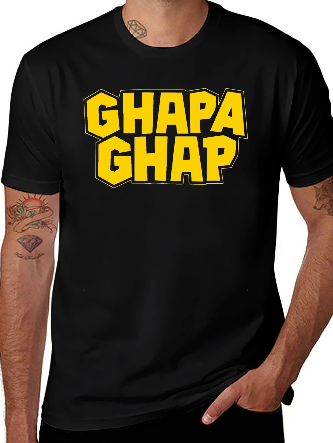 Variant 7 of Ghapa Ghap Graphic T-Shirt - Bold Yellow Print