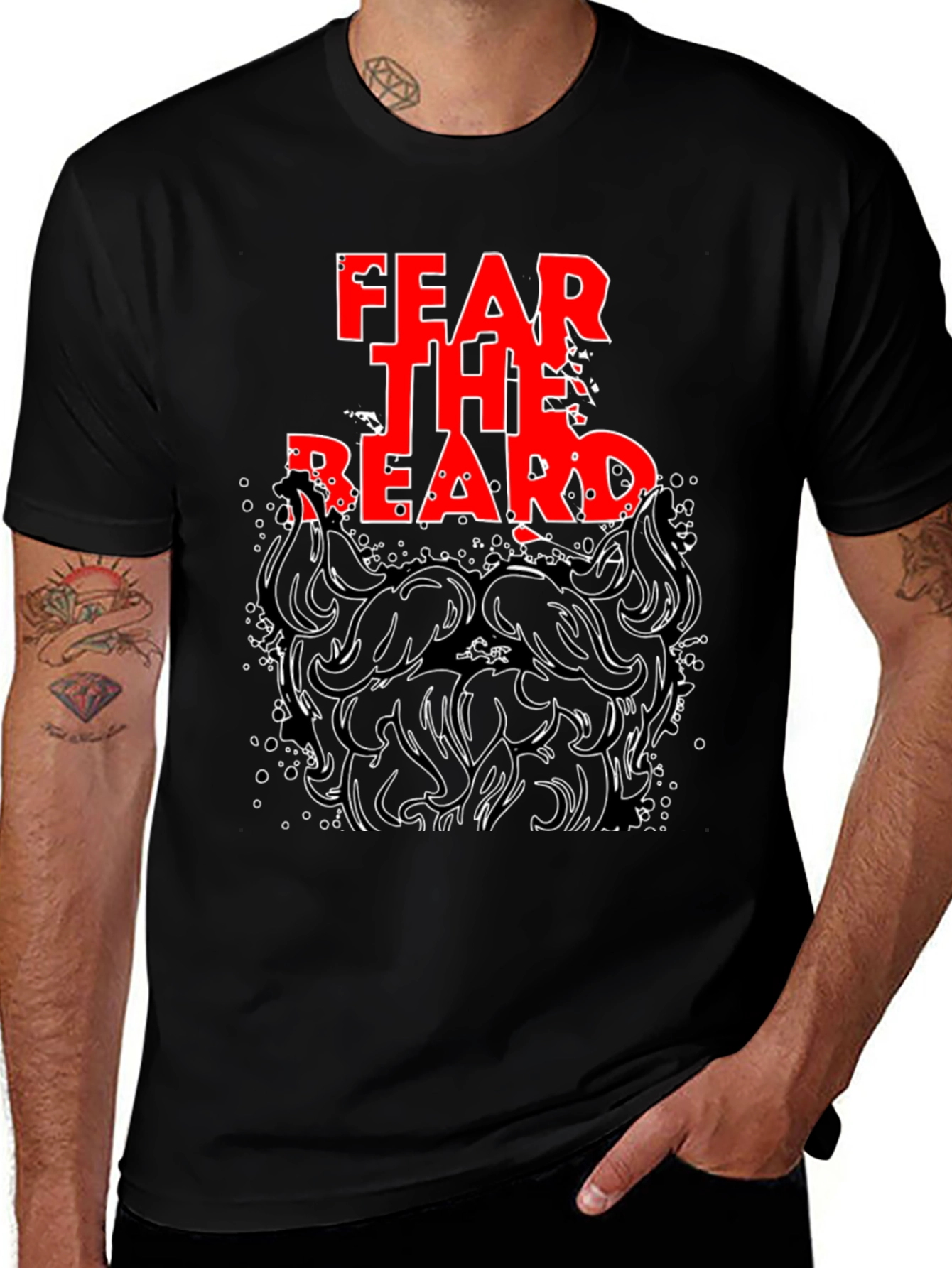 Variant 13 of Fear The Beard T-Shirt - Black Cotton Tee