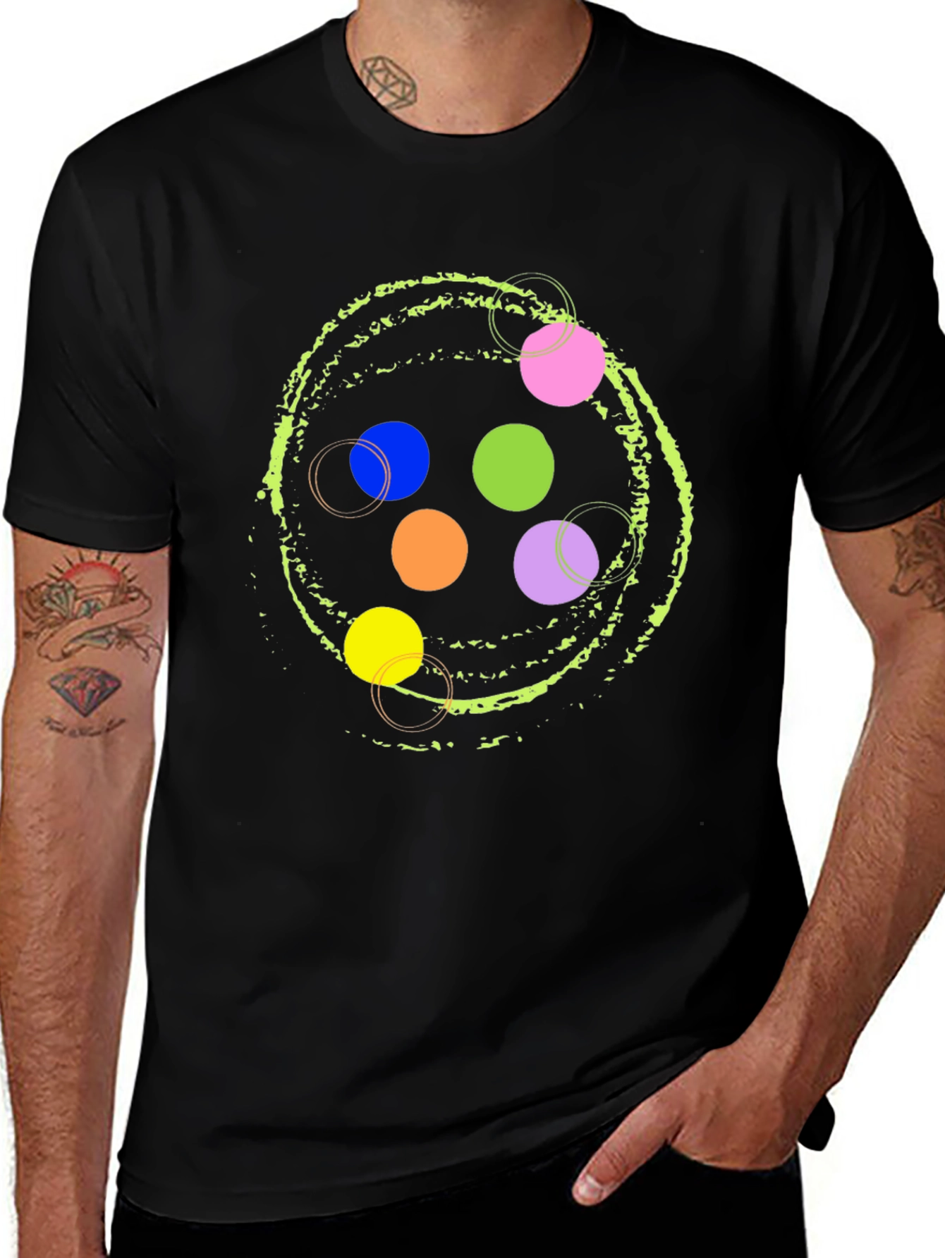 Variant 4 of Colorful Circle Graphic Tee - Trendy Casual Style
