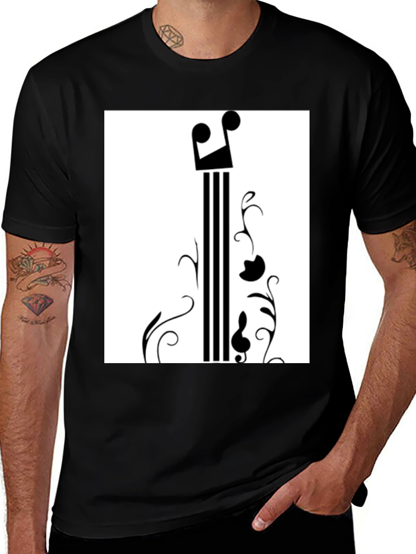 Black Music Note Graphic Black T-Shirt main image