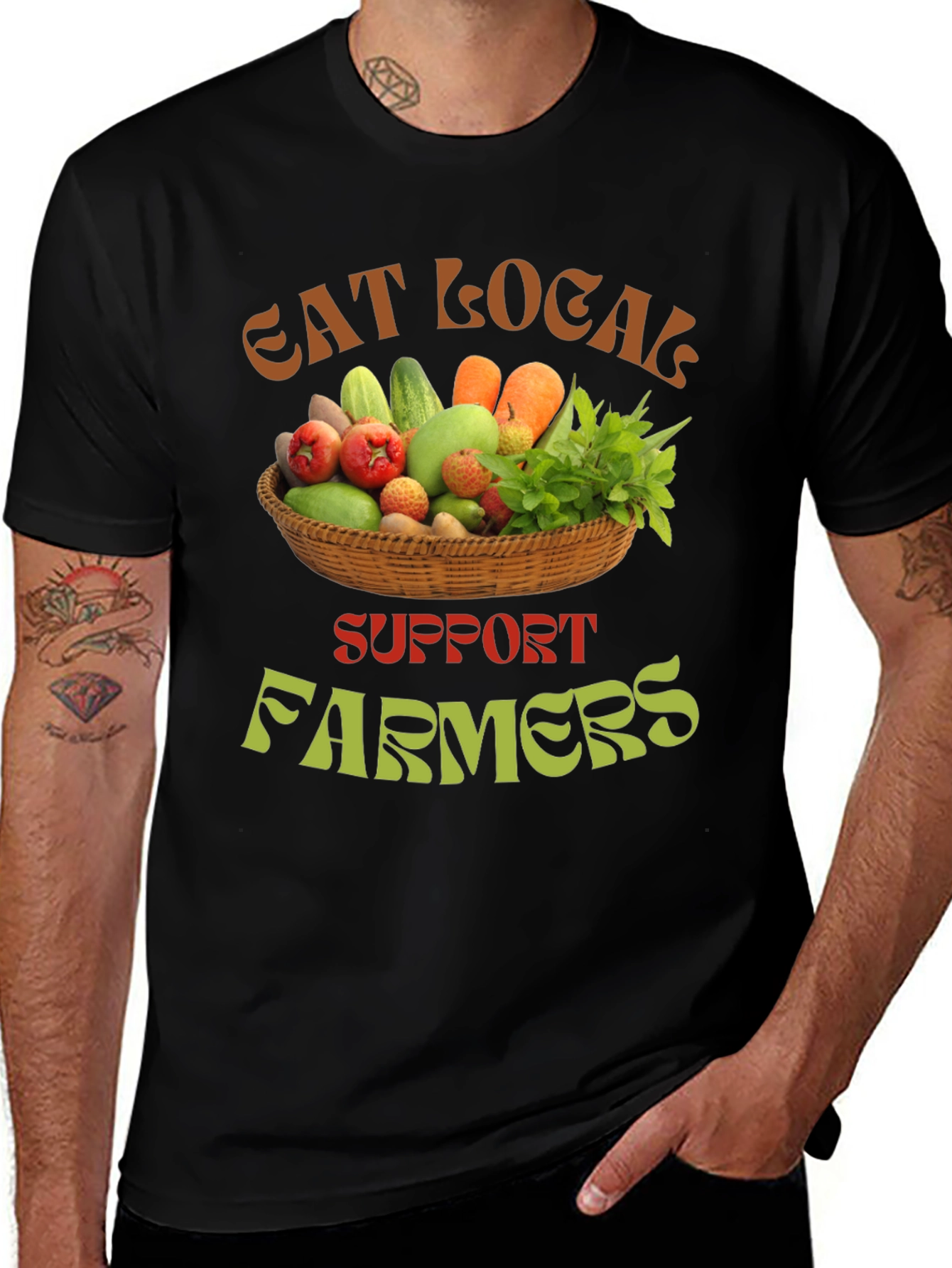 Eat Local Support Farmers Graphic T-Shirt