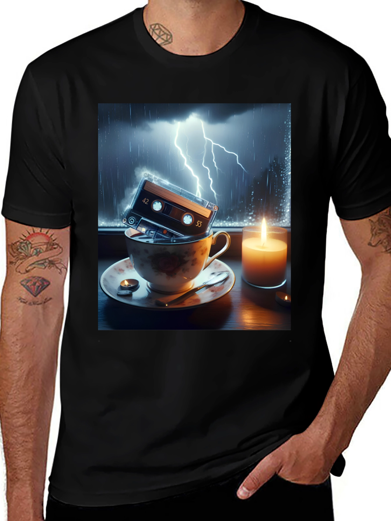 Rainy Night Cassette Tape Tea T-Shirt