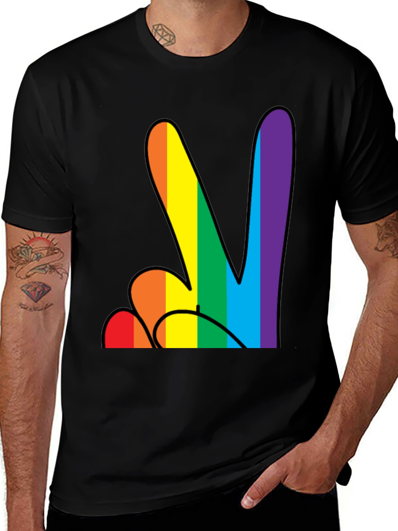 Variant 8 of Rainbow Peace Sign Black T-Shirt