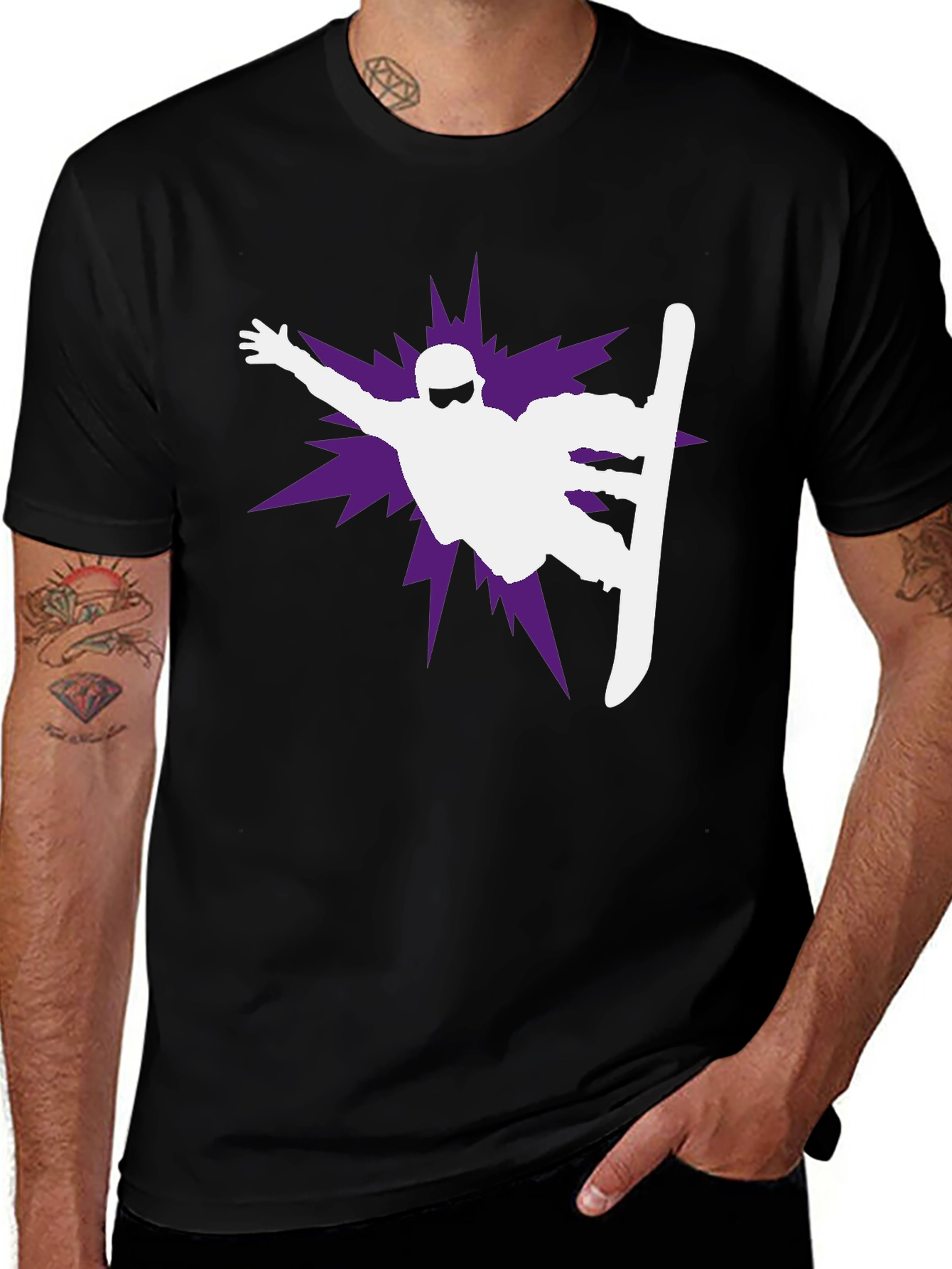 Variant 14 of Snowboarder Silhouette T-Shirt - Black