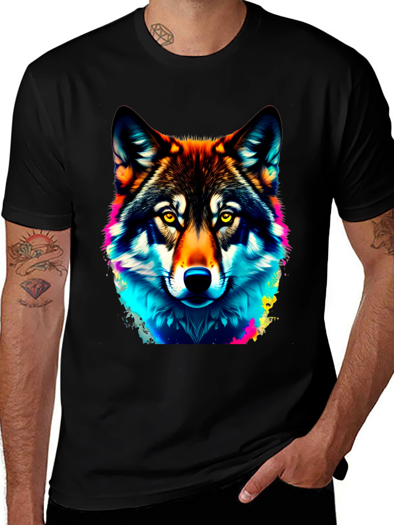 Variant 12 of Vibrant Wolf Graphic Tee - Cool Animal Print T-Shirt