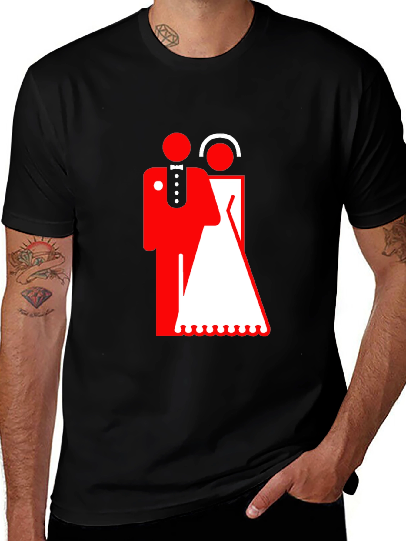 Bride & Groom Graphic Tee - Black Cotton Blend