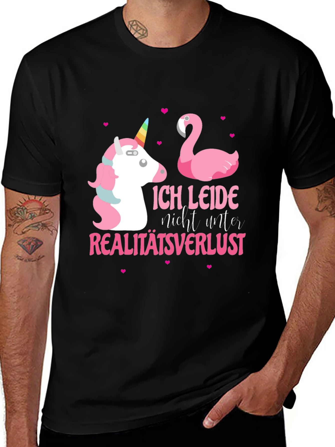 Variant 23 of Unicorn & Flamingo T-Shirt - I Leide Nicht Unter Realitatsverlust