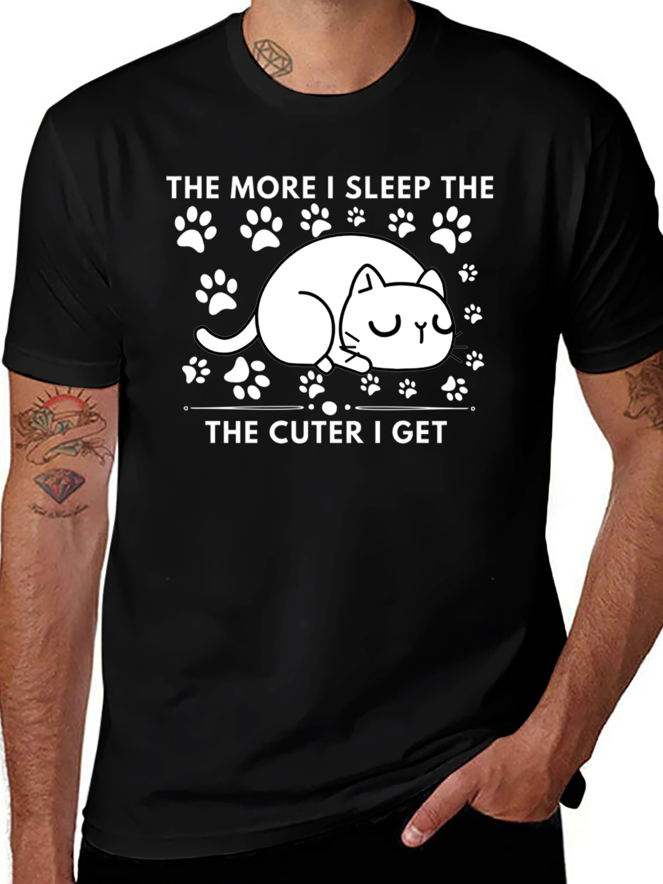 Variant 9 of Cute Cat Sleeping Black T-Shirt
