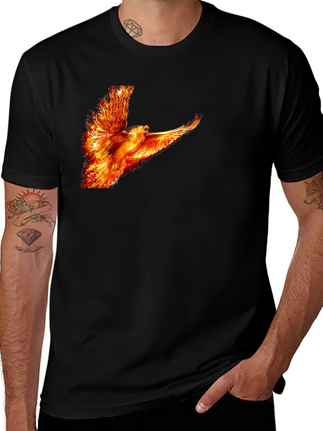 Variant 7 of Fiery Phoenix Graphic Black T-Shirt