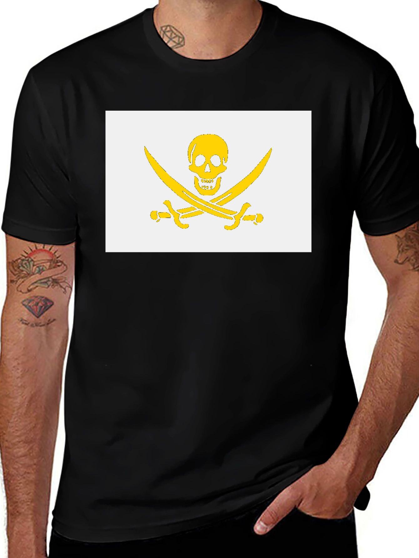 Variant 2 of Skull & Swords Graphic Black T-Shirt