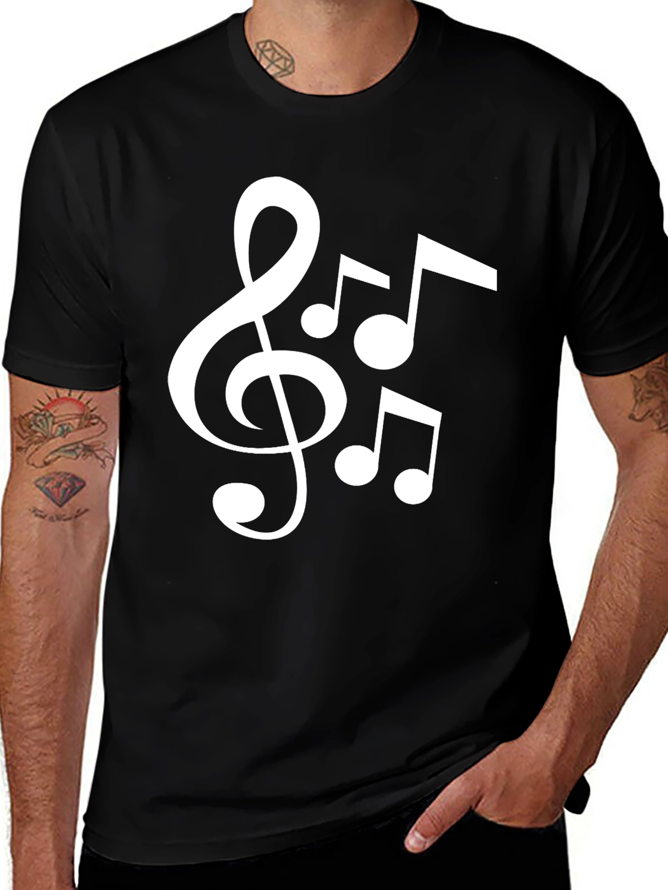 Variant 12 of Musical Note Graphic Black T-Shirt