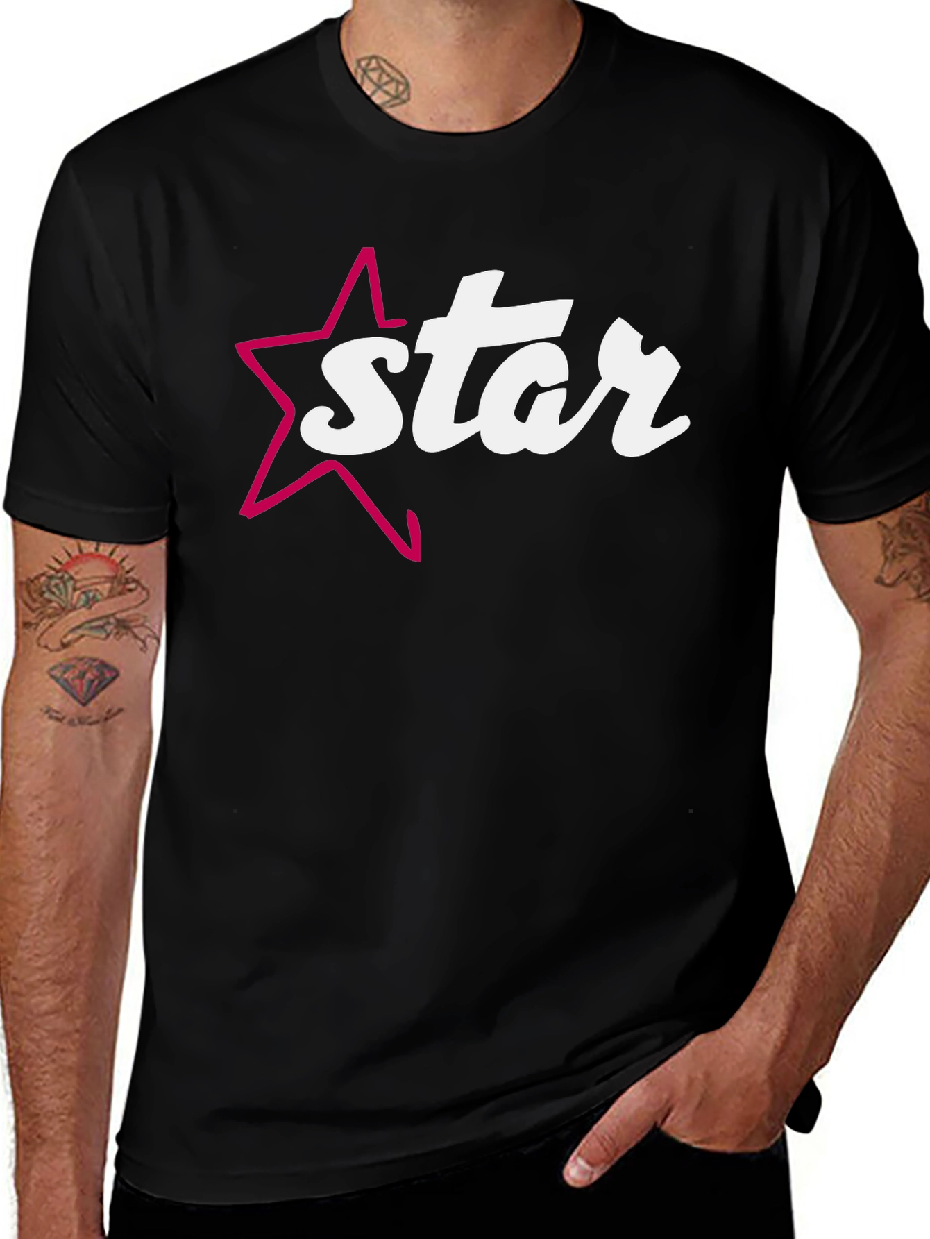 Star Graphic Print Black T-Shirt
