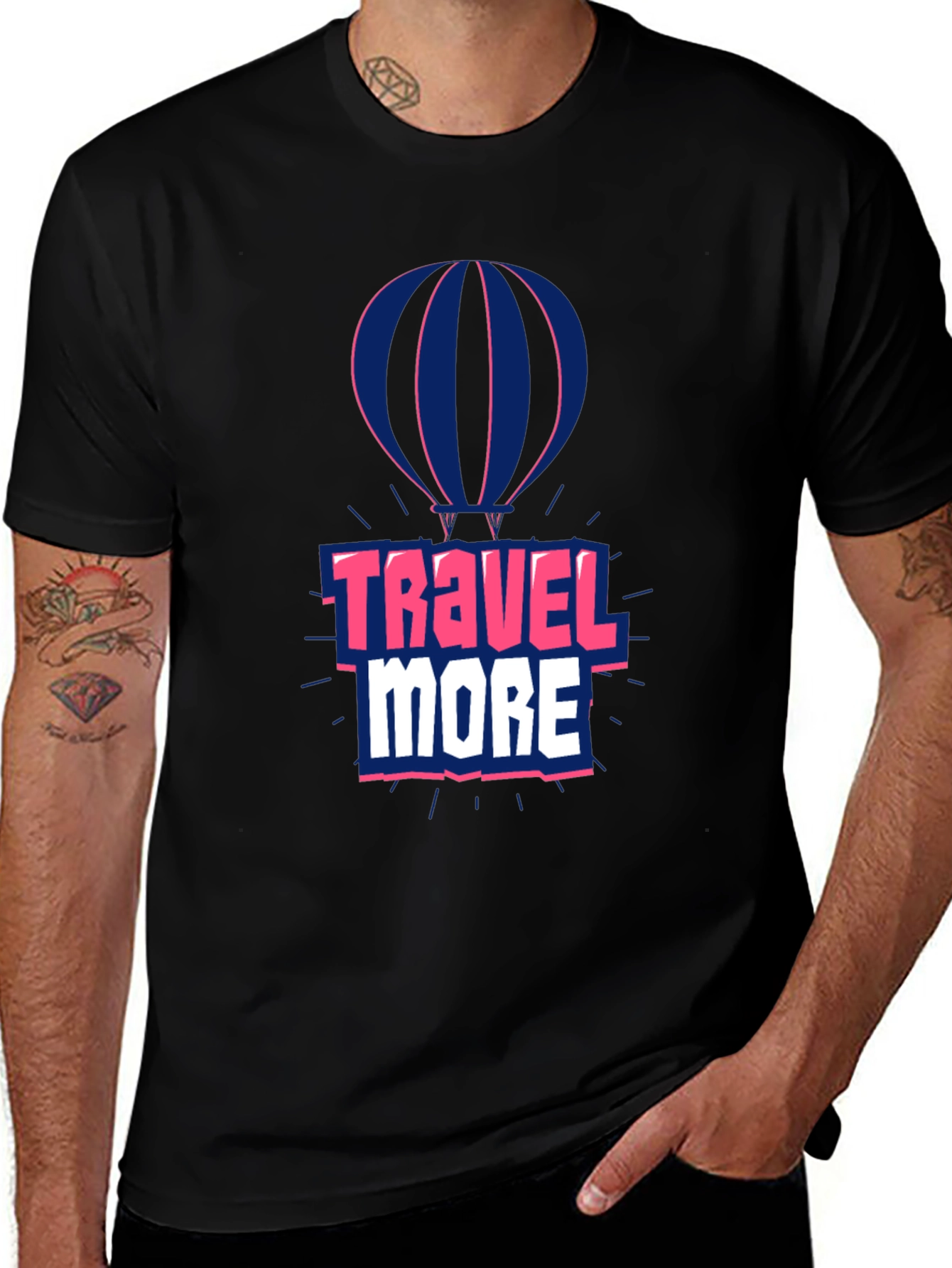 Variant 16 of Travel More Graphic Tee - Black Cotton T-Shirt