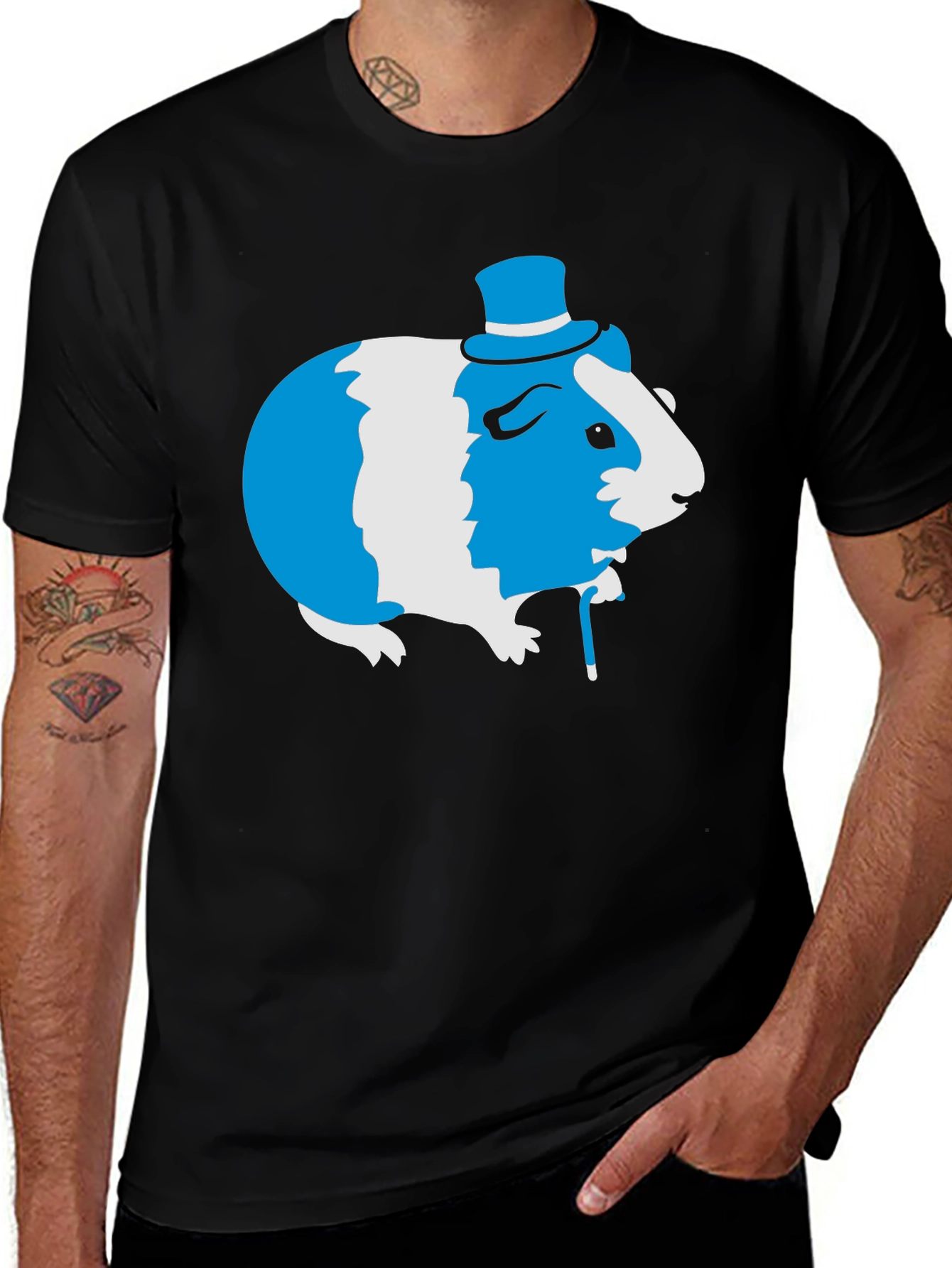 Guinea Pig Top Hat Tee - Unique Graphic T-Shirt