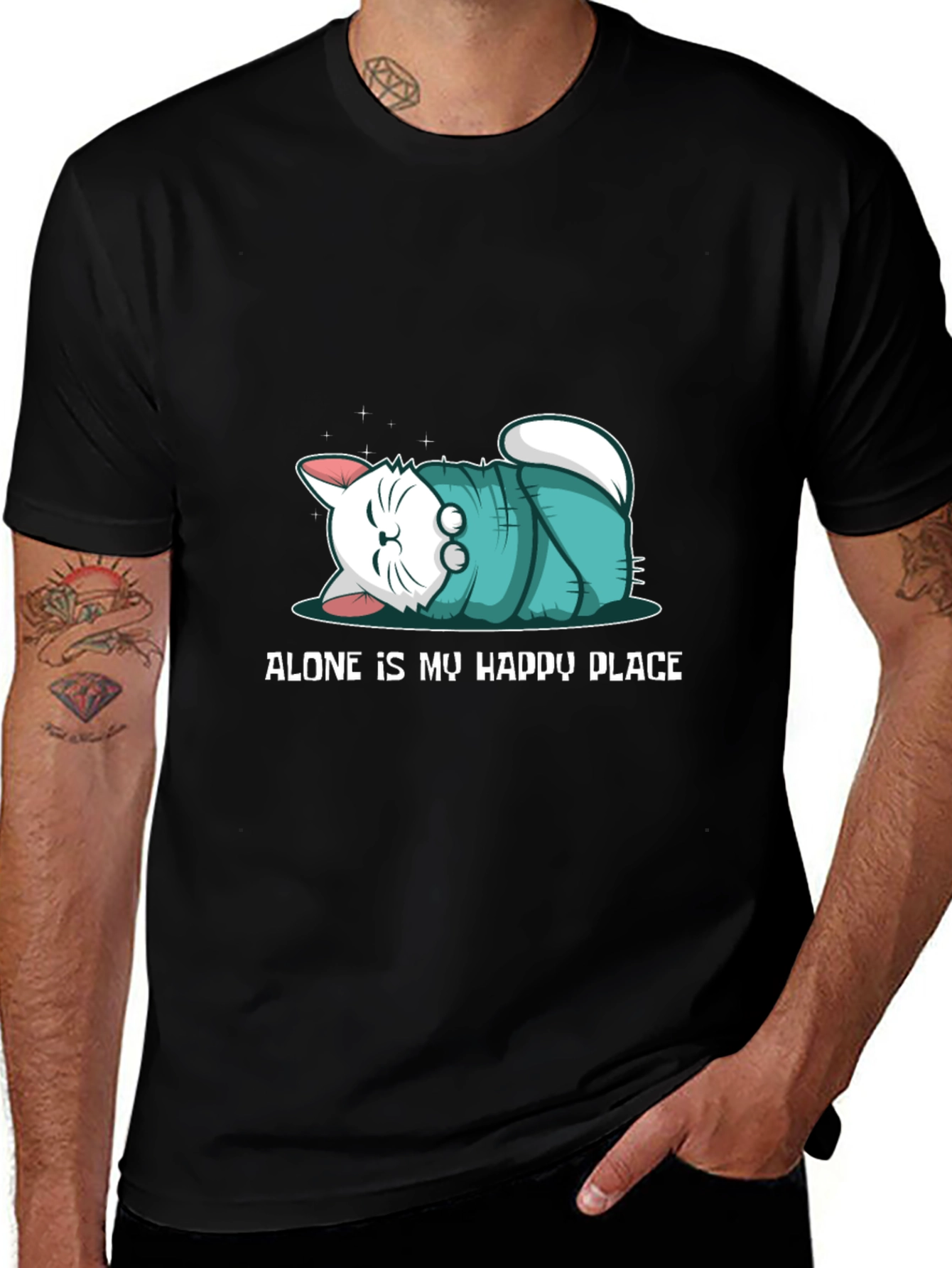 Variant 24 of Alone Is My Happy Place Black T-Shirt 