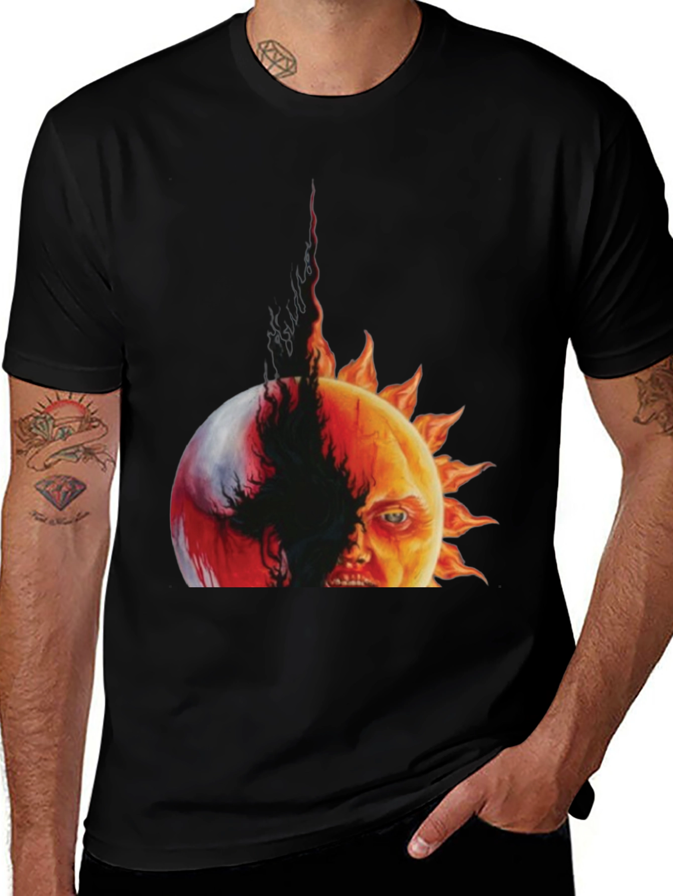 Variant 20 of Fiery Sun Face Graphic Tee - Menswear