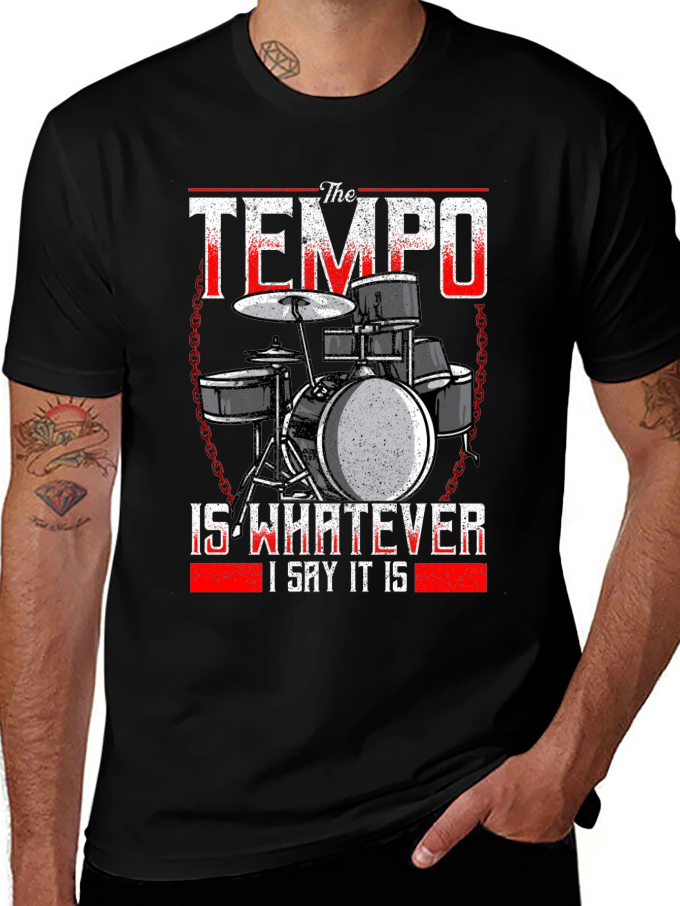 Drummer Humor Tee: Tempo is Whatever I Say It Is