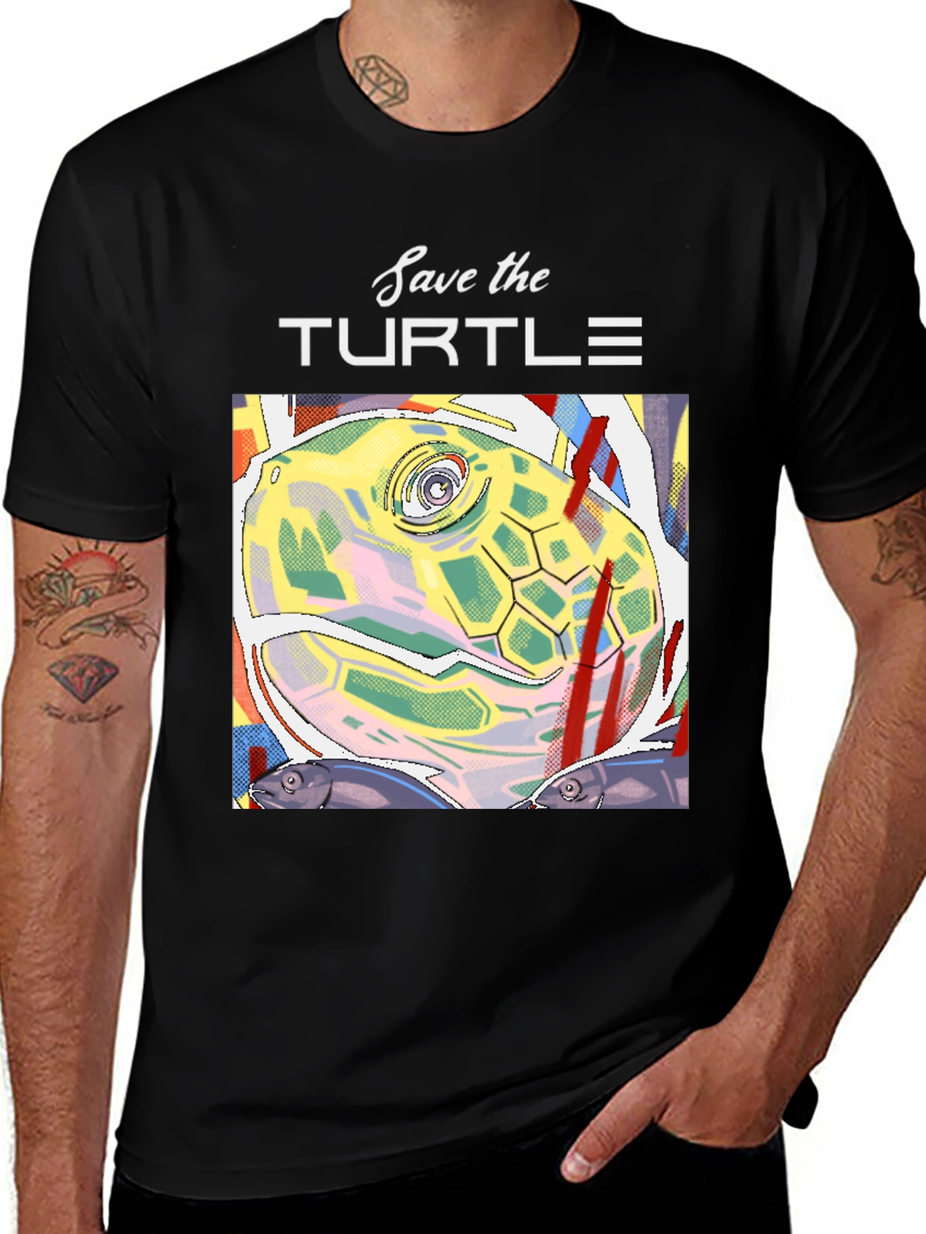 Variant 22 of Save the Turtles Graphic Tee - Black