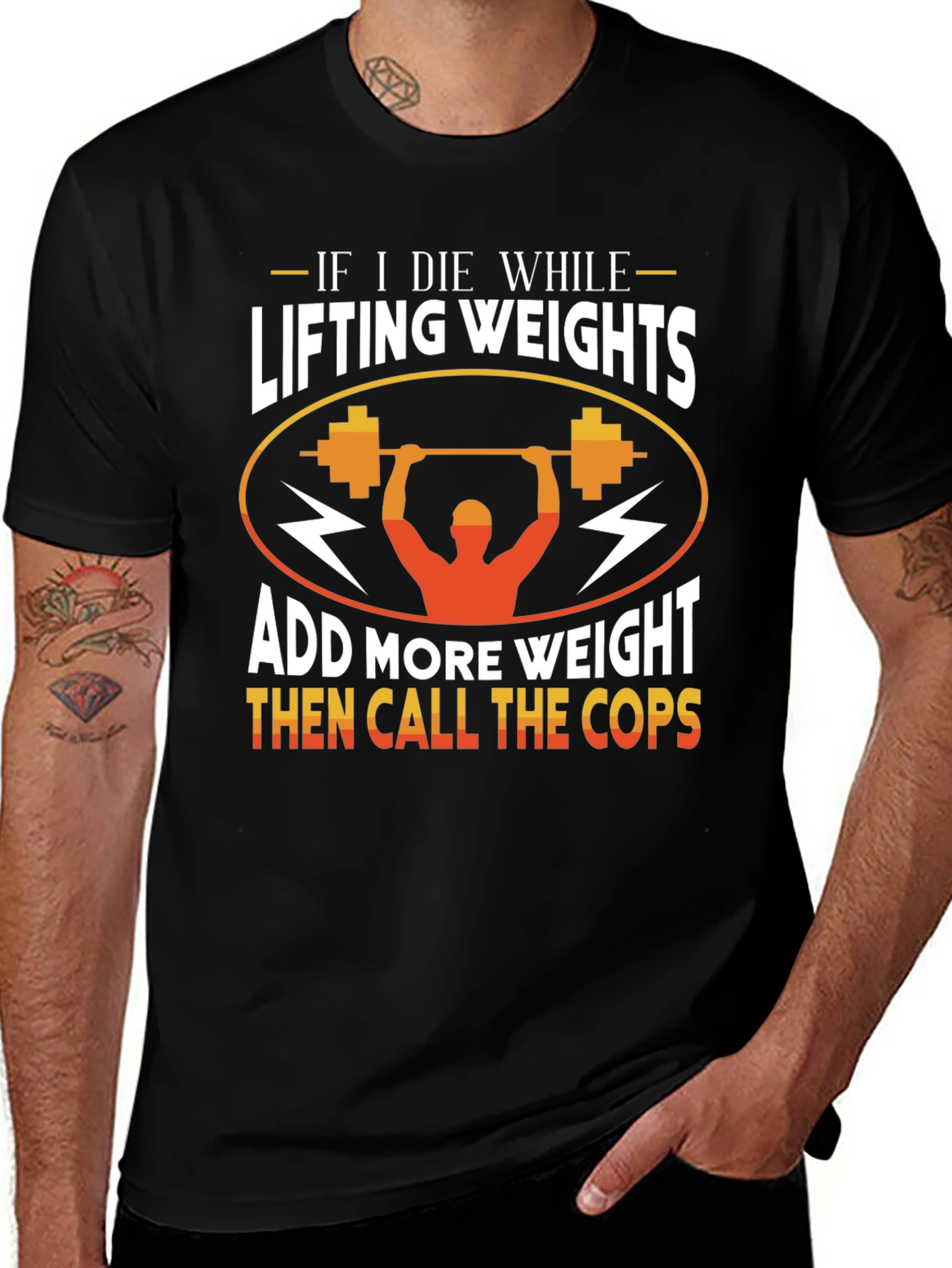 Variant 8 of Lifting Weights Graphic Tee - Add More Weight!