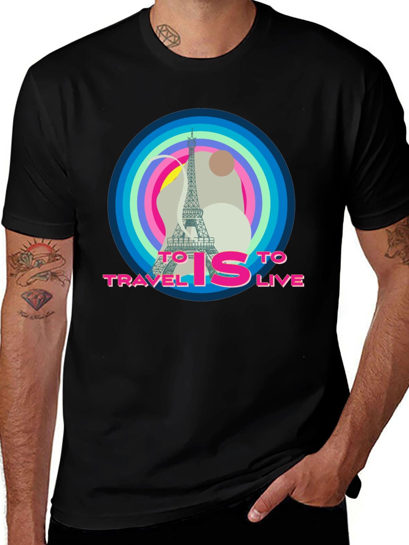 Variant 16 of Paris Travel Graphic Tee - To Travel is to Live