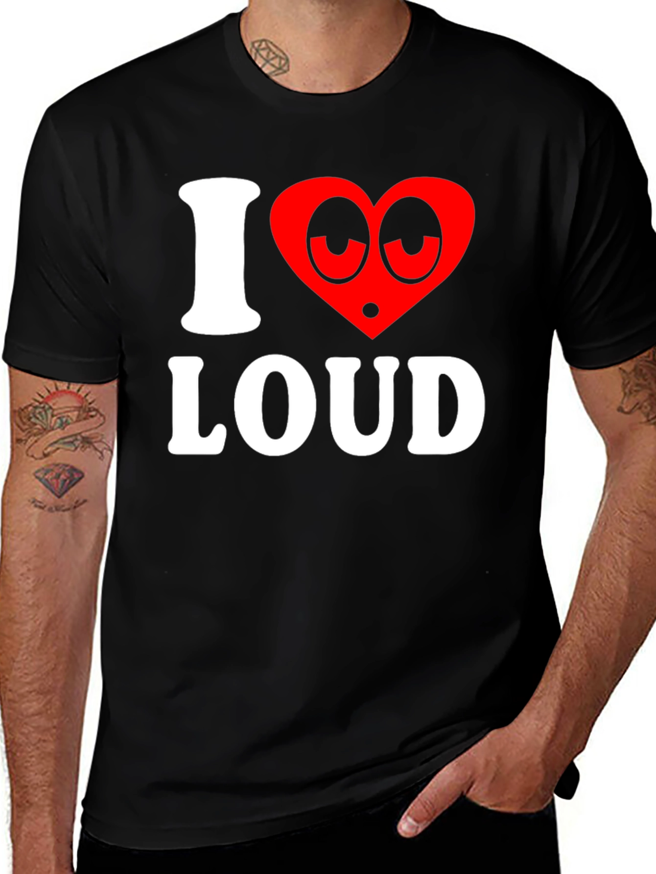 Variant 28 of I Heart Loud Funny Graphic Tee - Black Cotton T-Shirt