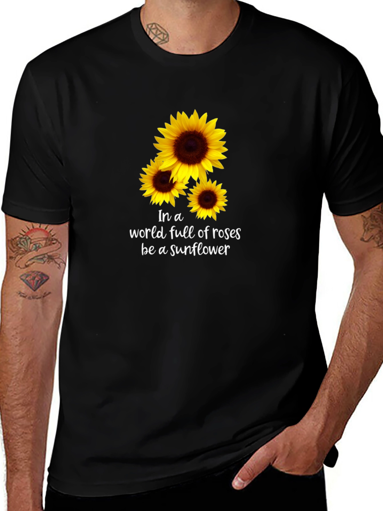 Variant 25 of Sunflower Graphic Black T-Shirt